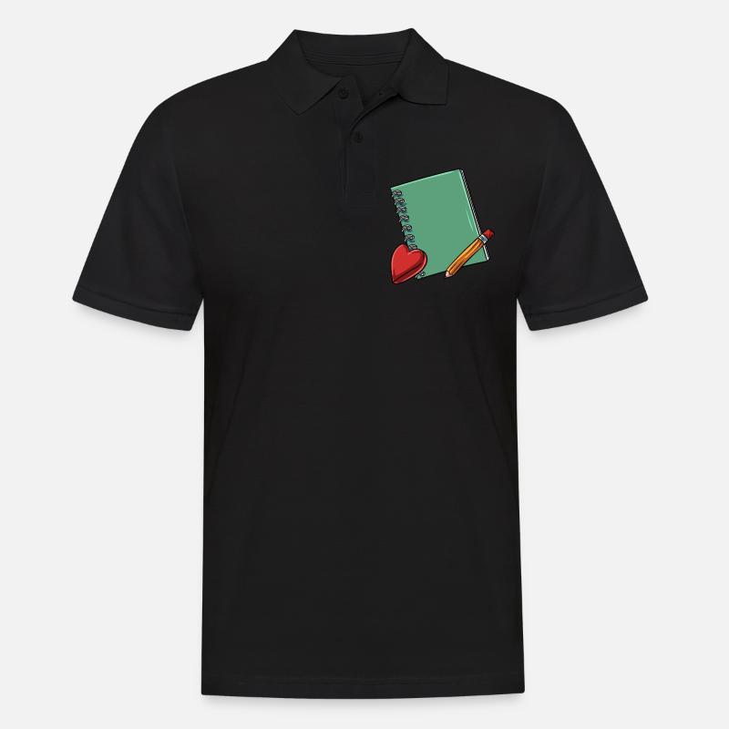 Heft Bleistift Grundschule - Männer Poloshirt - Schwarz