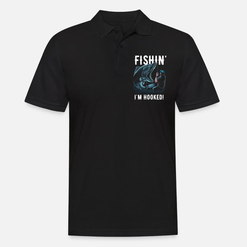 Fishin Ich bin süchtig - Männer Poloshirt - Schwarz