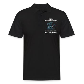 Pêche vintage Funny Fisherman - Polo Homme - noir - Devant - Kai (181cm)