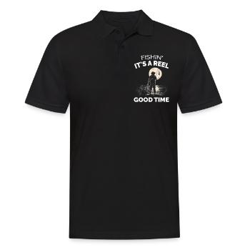 Fishin ist eine gute Zeit - Männer Poloshirt - Schwarz - Vorne - Kai (181cm)