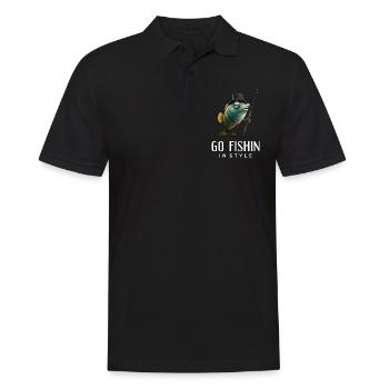 Allez pêcher avec style - Drôle de pêcheur - Polo Homme - noir - Devant - Kai (181cm)