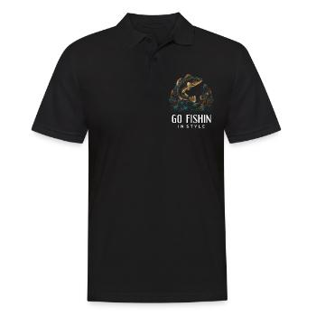 Lustiges Angeln - Angeln mit Stil - Männer Poloshirt - Schwarz - Vorne - Kai (181cm)