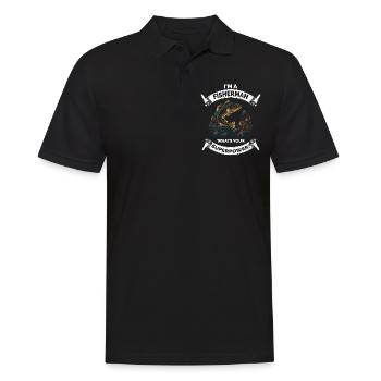 Retro Angeln lustig - Männer Poloshirt - Schwarz - Vorne - Kai (181cm)