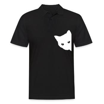 Katze Gesicht Weiß - Männer Poloshirt - Schwarz - Vorne - Kai (181cm)