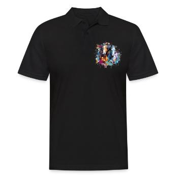 Pferde, Pferde - Männer Poloshirt - Schwarz - Vorne - Kai (181cm)