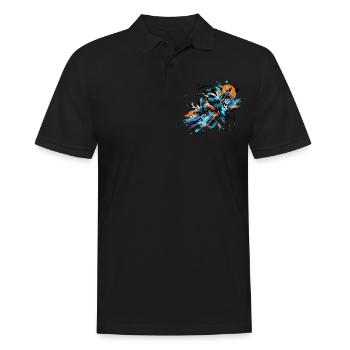 Kingfisher, colorful watercolor, bird - Men's Polo Shirt - black - Front - Kai (181cm)