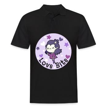 Kawaii Pastel Vampire. Love Bite. Halloween. - Men's Polo Shirt - black - Front - Kai (181cm)