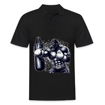 Boxender Gorilla - Männer Poloshirt - Schwarz - Vorne - Kai (181cm)