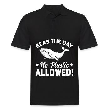 Meere an dem Tag, an dem kein Plastik erlaubt ist - Männer Poloshirt - Schwarz - Vorne - Kai (181cm)