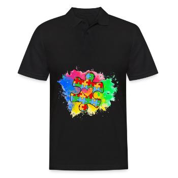 Autism Puzzle - Men's Polo Shirt - black - Front - Kai (181cm)
