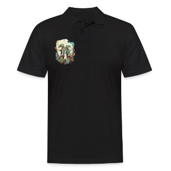 Die kleinen Entdecker - Männer Poloshirt - Schwarz - Vorne - Kai (181cm)