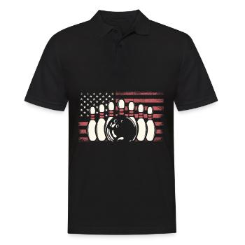 Patriotic Bowling Player USA Flag Bowling - Men's Polo Shirt - black - Front - Kai (181cm)