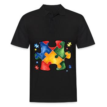 Autism Puzzle - Men's Polo Shirt - black - Front - Kai (181cm)