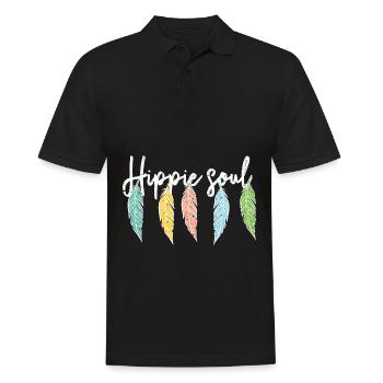 Mouvement Hippie Paix Fleur Pouvoir Paix - Polo Homme - noir - Devant - Kai (181cm)