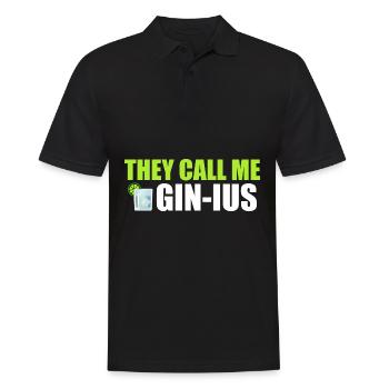 Gin Spruch They call me Gin-ius - Männer Poloshirt - Schwarz - Vorne - Kai (181cm)