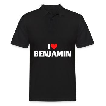 I love Benjamin Rotes Herz Liebe Fan Geschenk - Männer Poloshirt - Schwarz - Vorne - Kai (181cm)