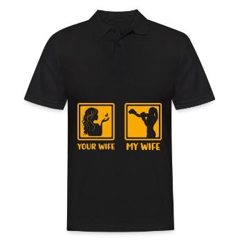 Boxende Ehefrau Frau - Männer Poloshirt - Schwarz - Vorne - Kai (181cm)