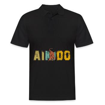 Aikido - Männer Poloshirt - Schwarz - Vorne - Kai (181cm)