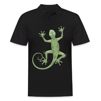 3D Gecko - Männer Poloshirt - Schwarz - Vorne - Kai (181cm)