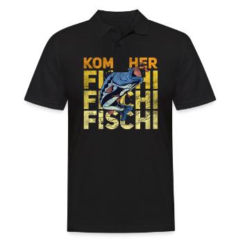 Komm Her Fischi Fischi Fischi - lustiges Angler - Männer Poloshirt - Schwarz - Vorne - Kai (181cm)