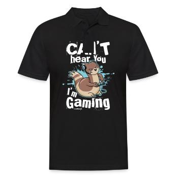 Can't Hear You I'm Gaming - Lustiges Gamer - Männer Poloshirt - Schwarz - Vorne - Kai (181cm)