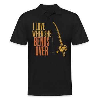 Je l'aime quand elle se penche - Funny Angler - Polo Homme - noir - Devant - Kai (181cm)
