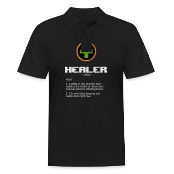 Jeu de rôle drôle MMO MMORPG Rôles de guérisseur - Polo Homme - noir - Devant - Kai (181cm)