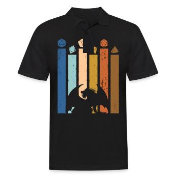 R20 de dés rétro R20 de table RPG de table - Polo Homme - noir - Devant - Kai (181cm)