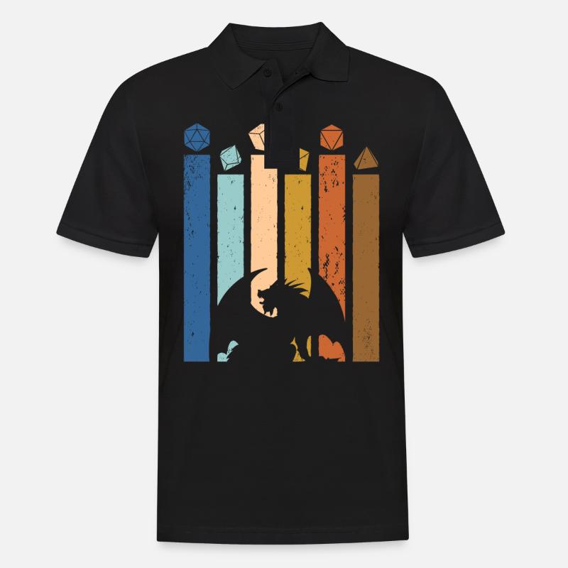 R20 de dés rétro R20 de table RPG de table - Polo Homme - noir