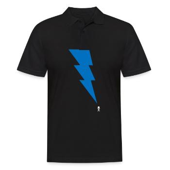 Gewitter - Blitz - Blitzschlag - Strichmännchen 9 - Männer Poloshirt - Schwarz - Vorne - Kai (181cm)