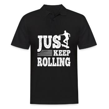 Skateboarder Just Keep Rolling Skateboard Cadeau - Polo Homme - noir - Devant - Kai (181cm)