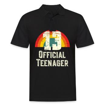 Offizieller Teenager 13. Geburtstag Vintage Regenbogen - Männer Poloshirt - Schwarz - Vorne - Kai (181cm)