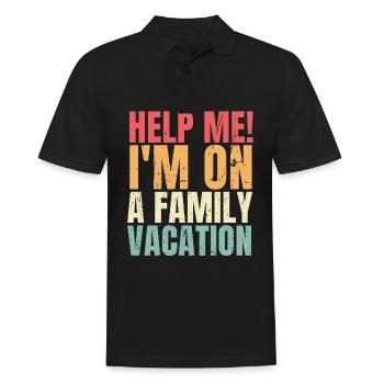 Aidez-moi Je suis en vacances en famille Famille drôle - Polo Homme - noir - Devant - Kai (181cm)