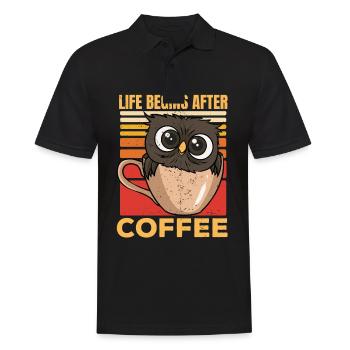 Cute Owl Coffee Lover Life Is Better After Coffee - Men's Polo Shirt - black - Front - Kai (181cm)