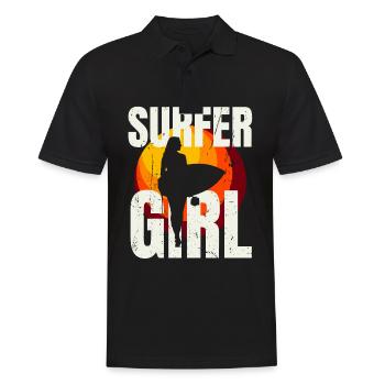 Surfer Girl Cool Surfing Vintage Surf Summer - Men's Polo Shirt - black - Front - Kai (181cm)
