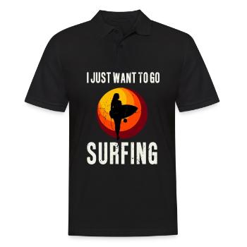 Je veux juste aller surfer rétro beach vintage surfer - Polo Homme - noir - Devant - Kai (181cm)