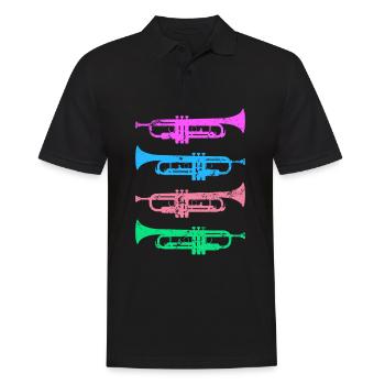 Retro Trompeten Jazz Musiker Spieler Vintage - Männer Poloshirt - Schwarz - Vorne - Kai (181cm)