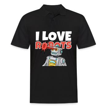 Funny Cool Robot Engineer Science Kid I Love - Men's Polo Shirt - black - Front - Kai (181cm)