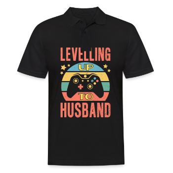 Gamer Ehemann Leveling Up Hochzeit Verlobungsbräutigam - Männer Poloshirt - Schwarz - Vorne - Kai (181cm)