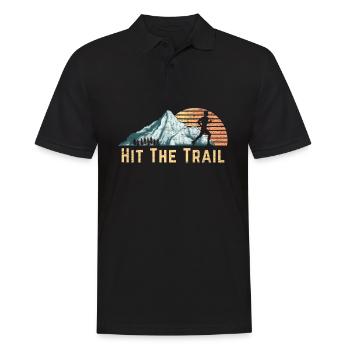 Hit The Trail Vintage Mountain Runner Retro Trail - Männer Poloshirt - Schwarz - Vorne - Kai (181cm)