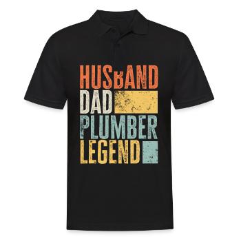 Legendary Husband Plumber Dad Father Best Retro - Men's Polo Shirt - black - Front - Kai (181cm)