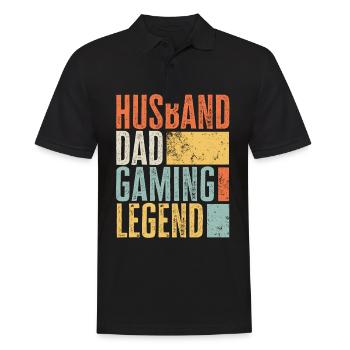Gaming Ehemann Vater Legendärer Vater Beste Retro - Männer Poloshirt - Schwarz - Vorne - Kai (181cm)