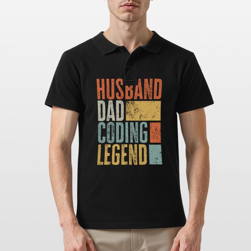 Coder Dad Husband Legend Best Father Funny Dad Men's Polo Shirt