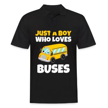 Juste un garçon qui aime les bus Anniversaire Yellow School - Polo Homme - noir - Devant - Kai (181cm)