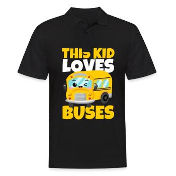 Cet enfant aime les bus Anniversaire Yellow School Bus - Polo Homme - noir - Devant - Kai (181cm)