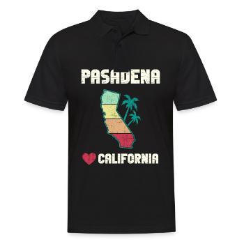 Retro Love Pasadena Californie CA Cali Vintage - Polo Homme - noir - Devant - Kai (181cm)