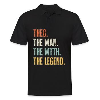 Theo der Beste, Mann Mythos Legende, lustiger bester Name - Männer Poloshirt - Schwarz - Vorne - Kai (181cm)