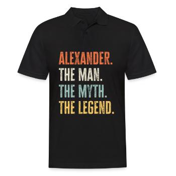 Alexander The Best, Man Myth Legend, Funny Best - Men's Polo Shirt - black - Front - Kai (181cm)
