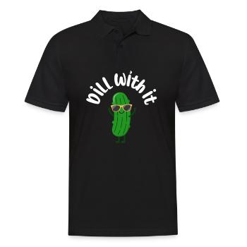 Dill With It Cool Cucumber Funny Saying Motif - Men's Polo Shirt - black - Front - Kai (181cm)