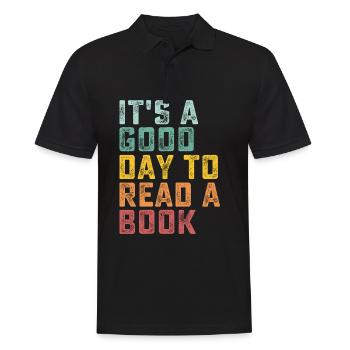 Es ist ein guter Tag ein Buch zu lesen Retro - Männer Poloshirt - Schwarz - Vorne - Kai (181cm)